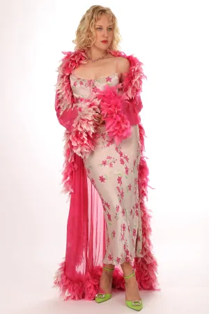 60s Fuchsia Feather Robe