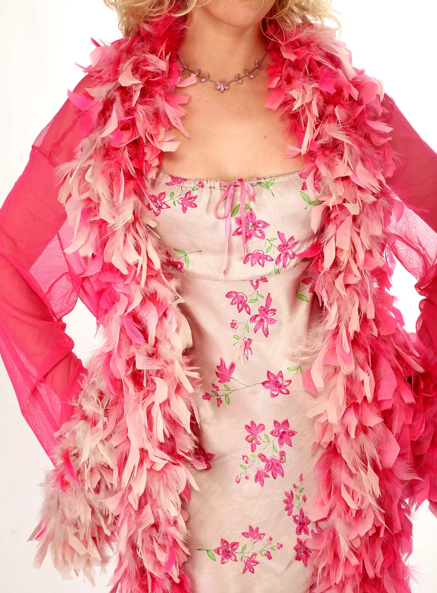 60s Fuchsia Feather Robe