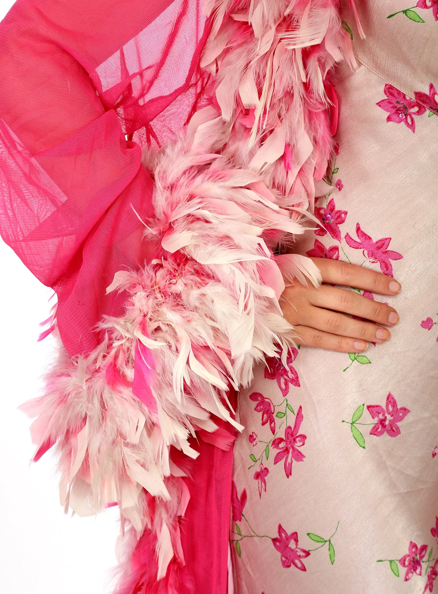 60s Fuchsia Feather Robe