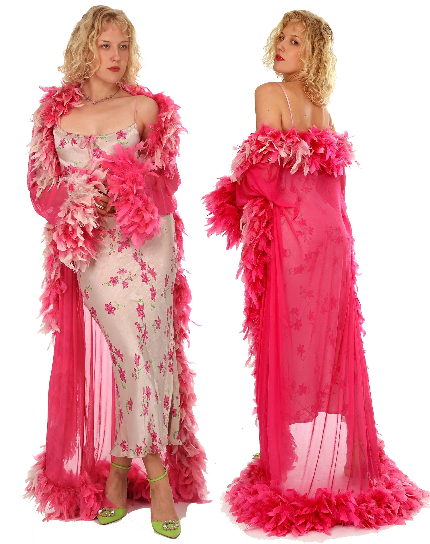 60s Fuchsia Feather Robe