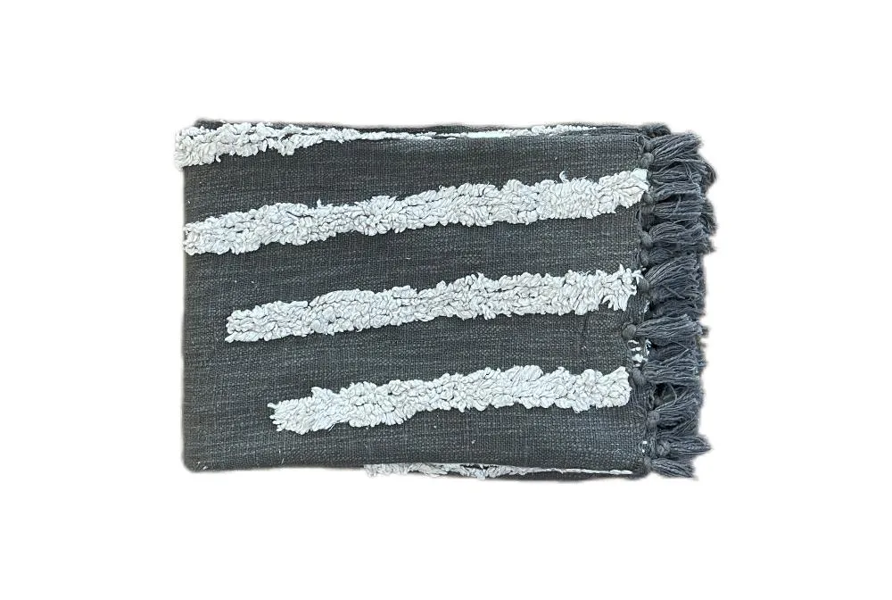Bohemian Olive Cotton Tufted Bedding Throw Blanket