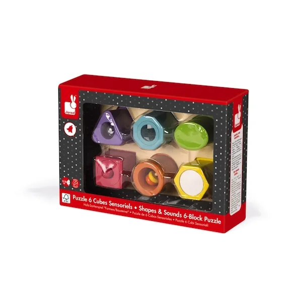 Janod Shapes and Sounds 6-Block Puzzle