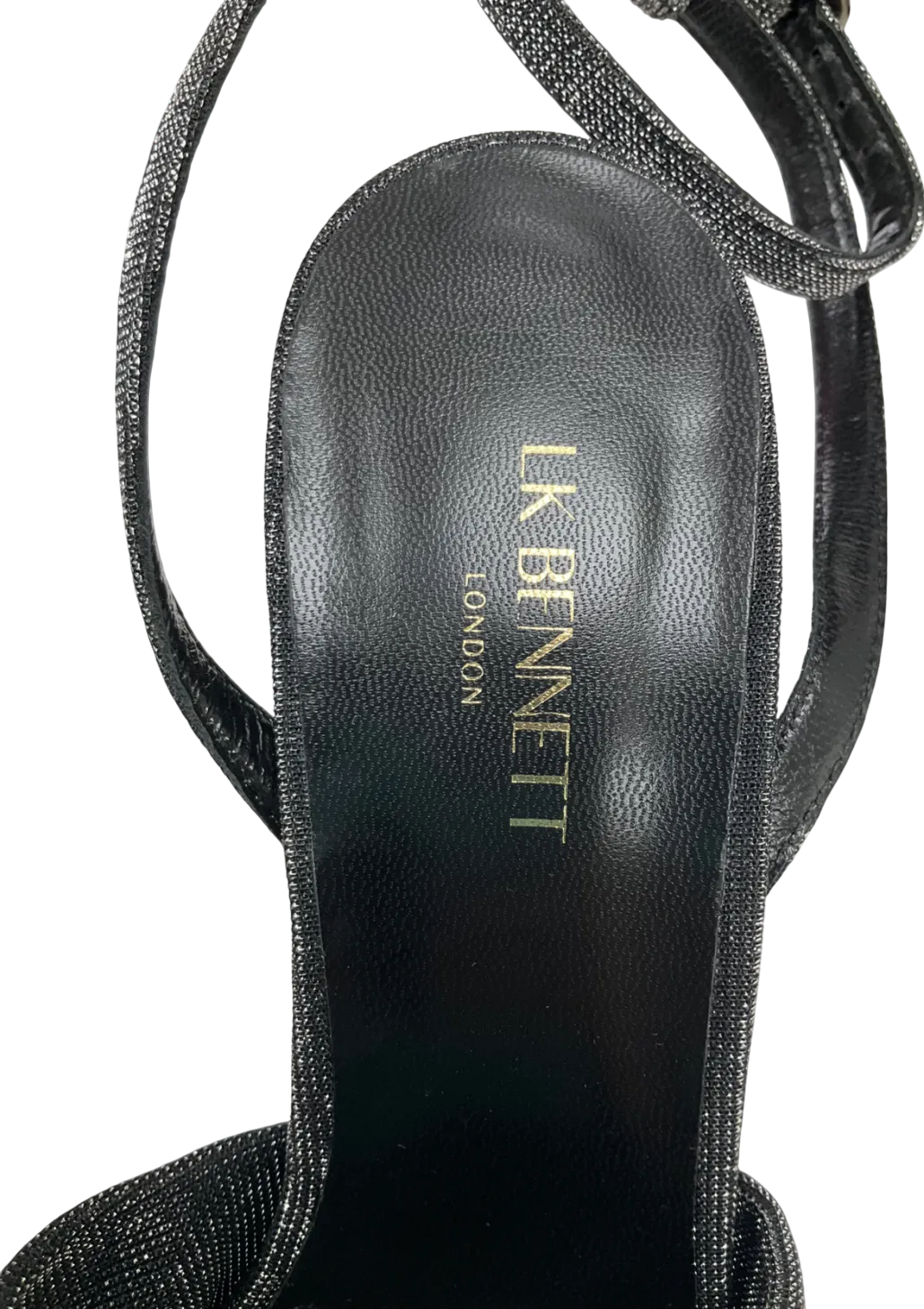 LK Bennett Black Eliana Pewter Knotted Round Heel Formal Sandals UK 3 EU 36 