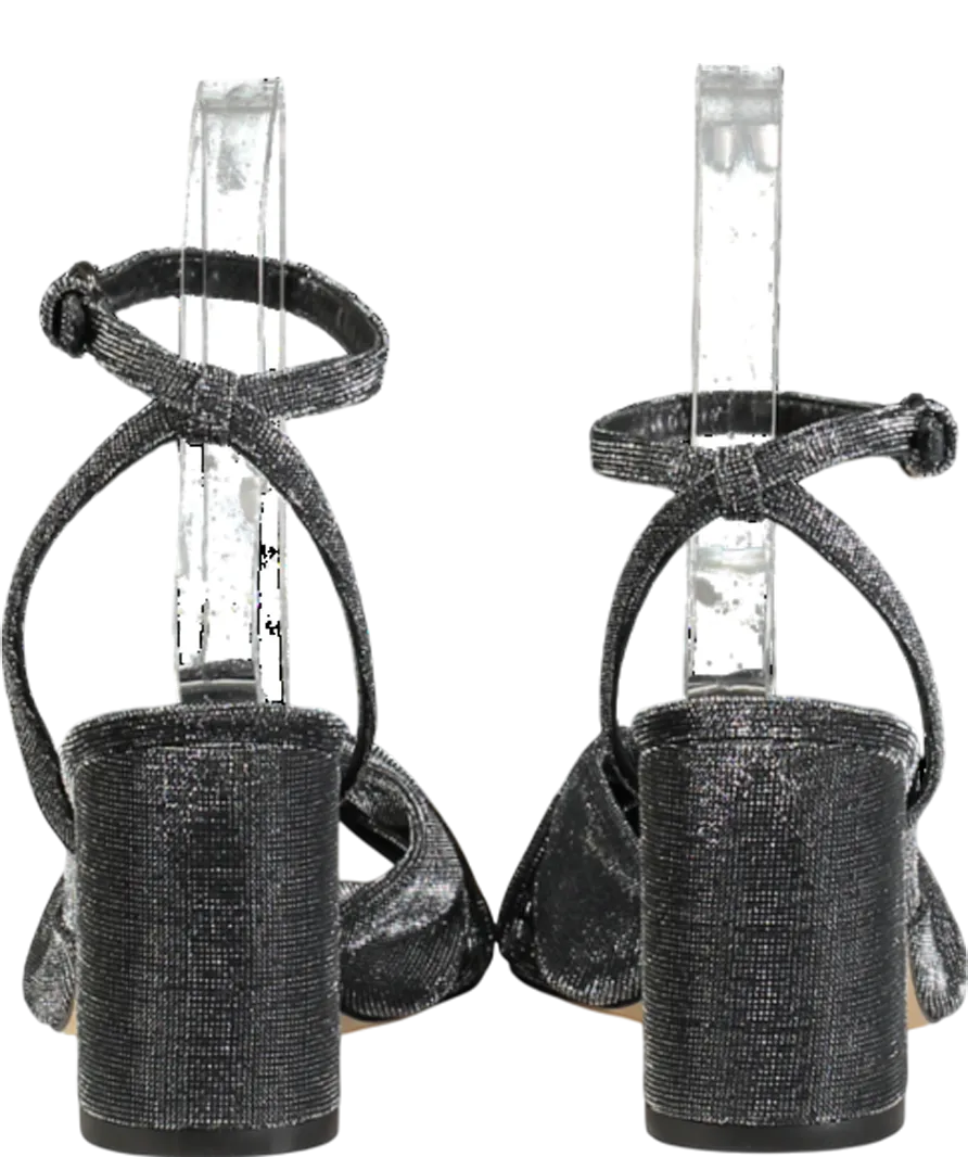 LK Bennett Black Eliana Pewter Knotted Round Heel Formal Sandals UK 3 EU 36 