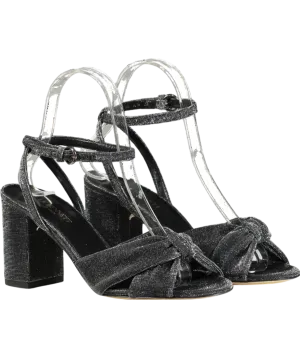 LK Bennett Black Eliana Pewter Knotted Round Heel Formal Sandals UK 3 EU 36 