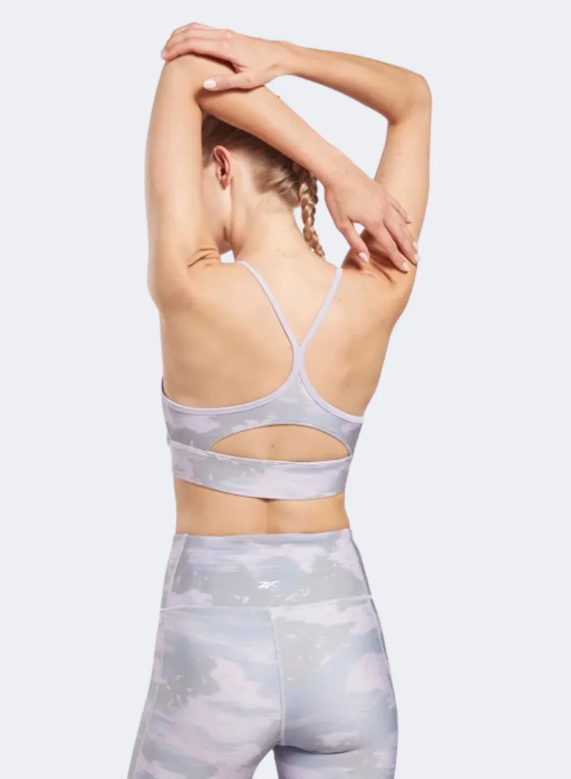 Reebok Workout Ready Camo Print Women Training Bra Violet Haze
