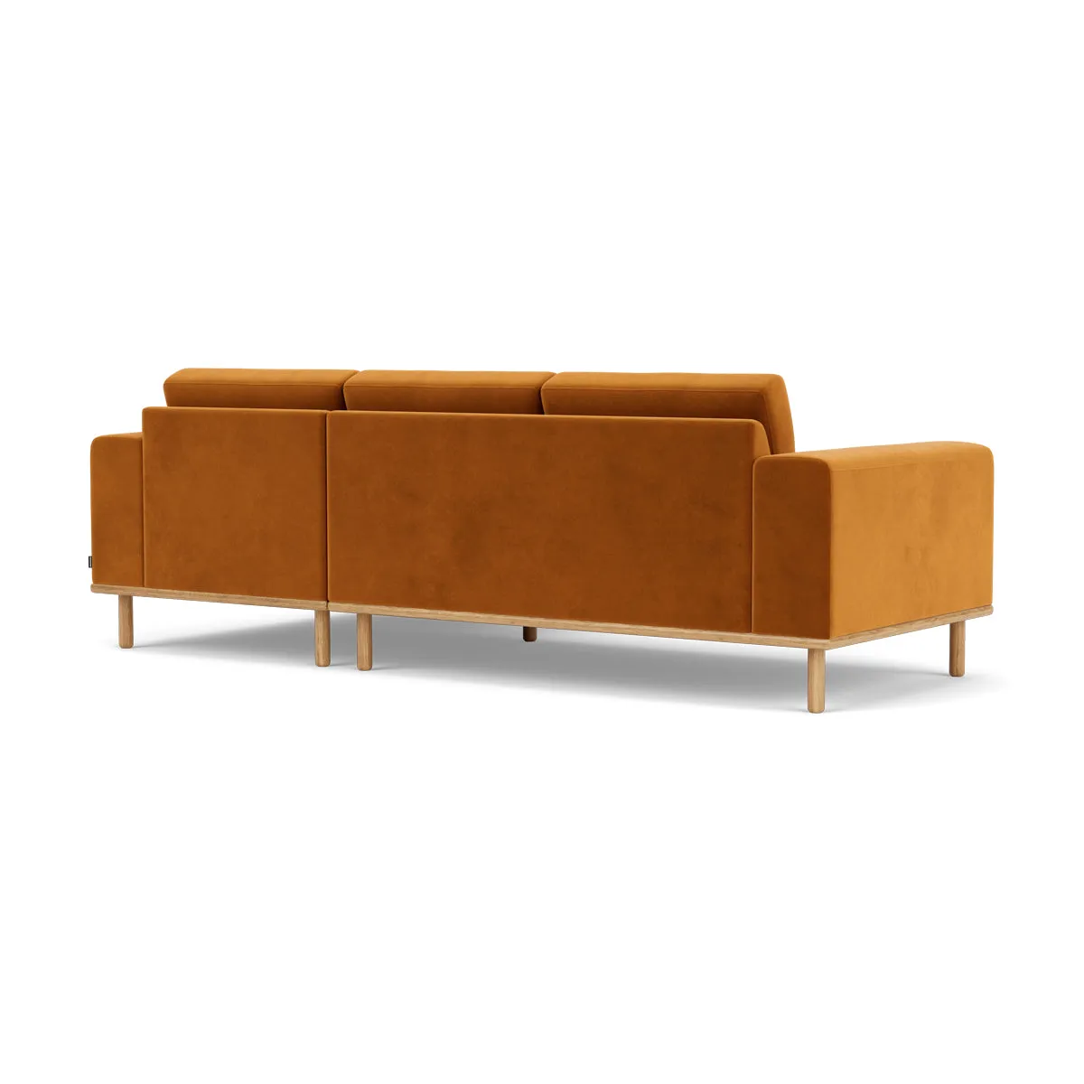 Vilmar Velvet Right Chaise Sofa (Oak, Matt Amber)