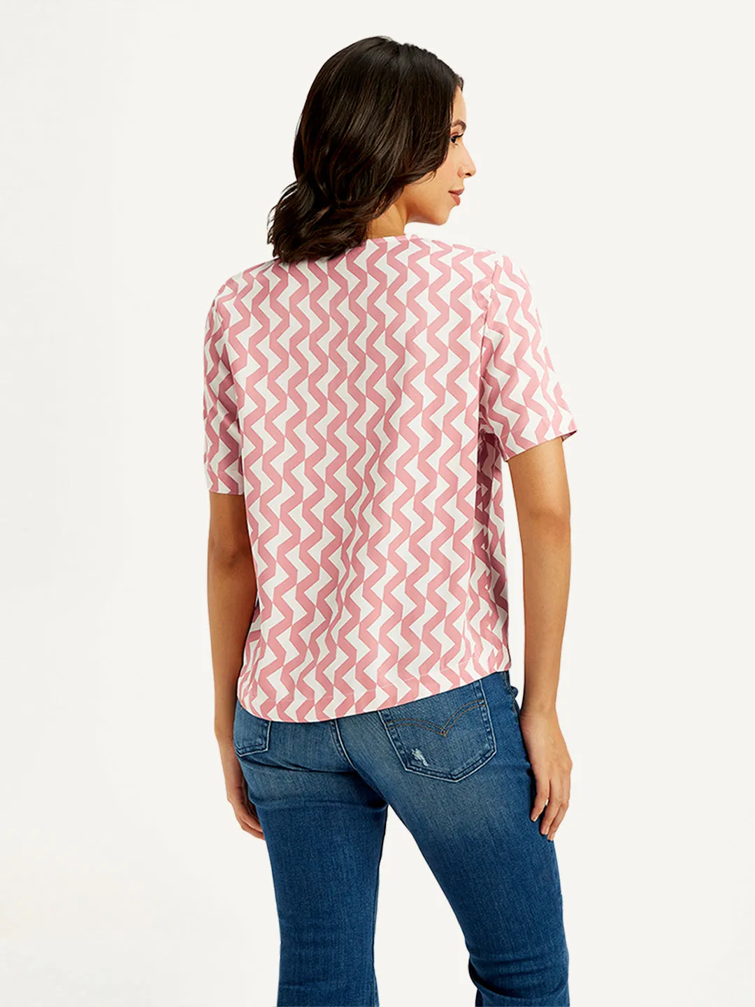 Women's Chevron Pink V-Neck Top